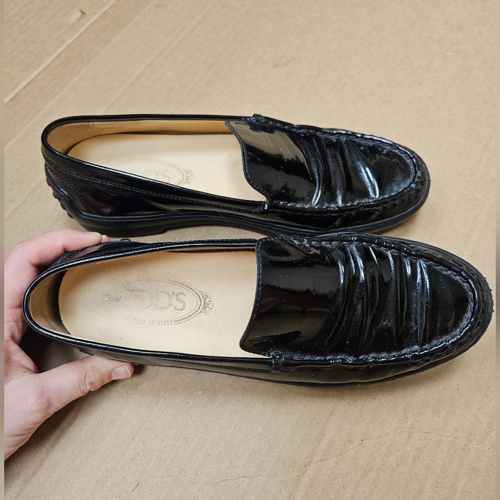 Tod's Driving Loafers Patent Leather Black Size 38 - Picture 6 of 14